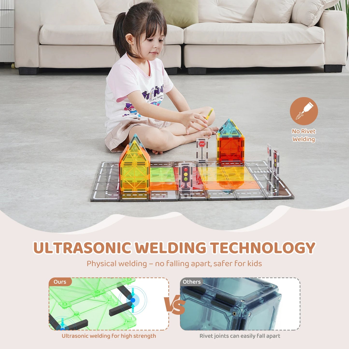 SucceBuy Magnetic Building Tile Blocks STEM Educational Kids Toy