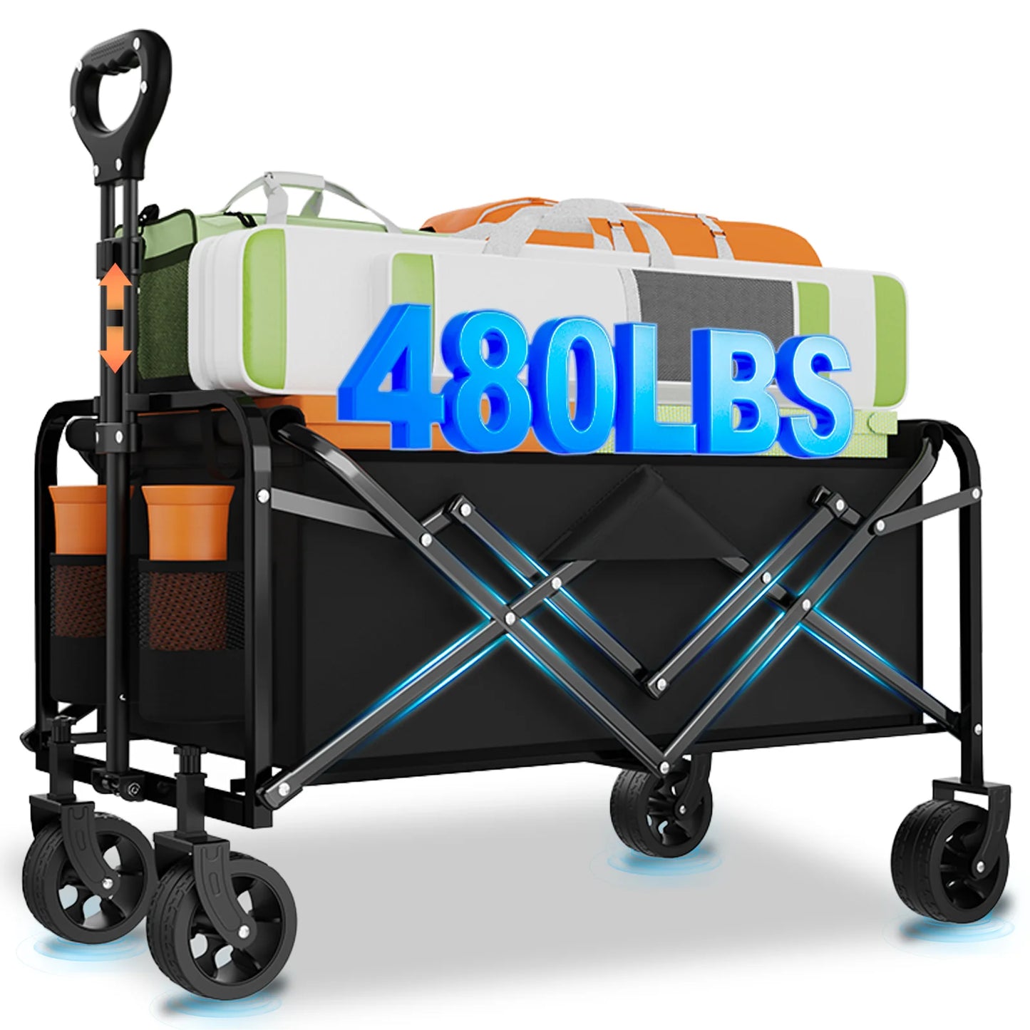 Oasoneer Heavy Duty All Terrain Folding Wagon With Large Wheels