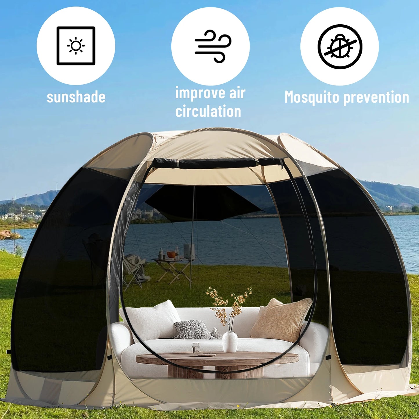 Pakicetus Portable Screen House Tent With Mosquito Net Outdoor Shelter