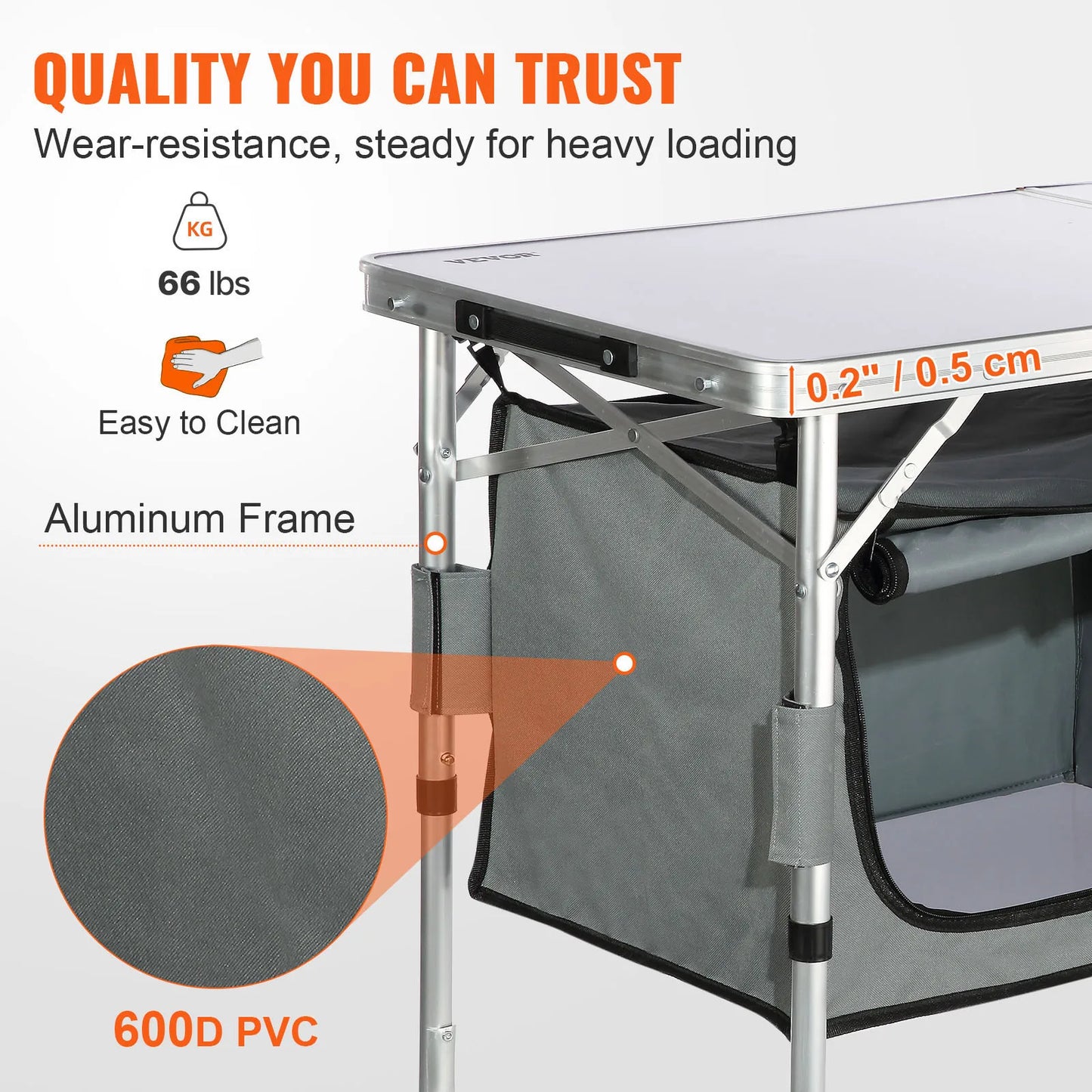 VEVOR Folding Camping Kitchen Table for Outdoor Picnic and BBQ