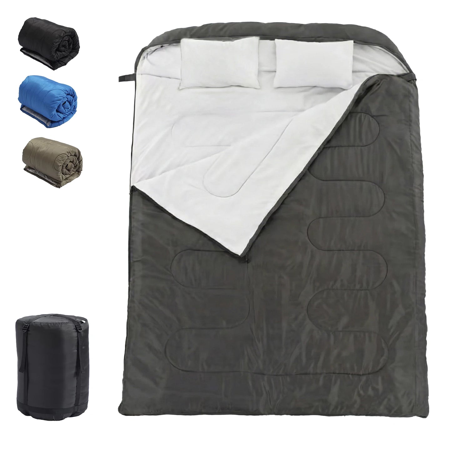 Portable Double Sleeping Bag For Adults With Comfortable Pillow