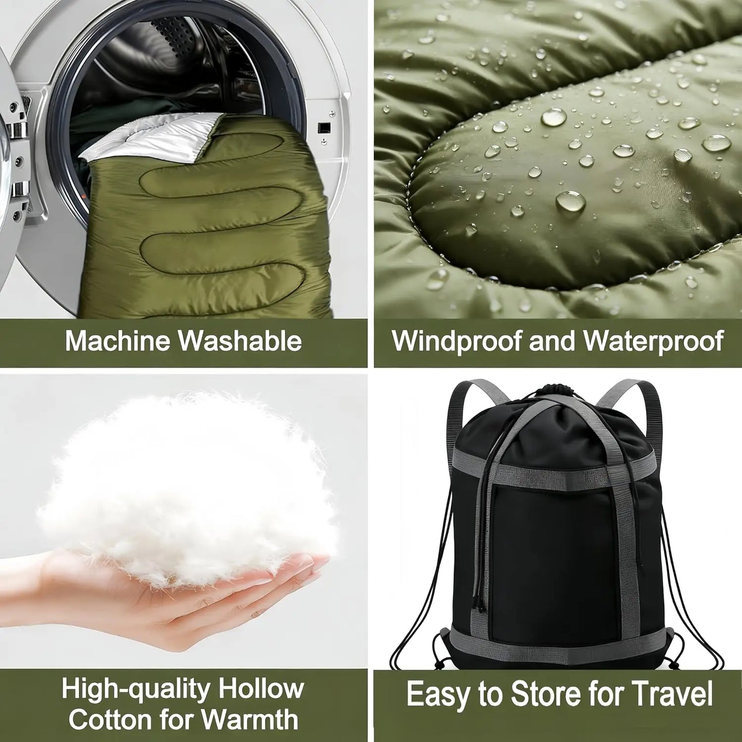 Double Camping Sleeping Bag Ultralight Waterproof 4 Season Warm Envelope Backpacking Sleeping Bags for Outdoor Traveling Hiking