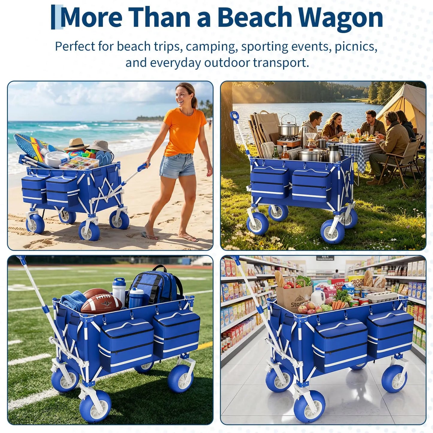 HiMISS Folding All Terrain Utility Wagon For Beach And Camping