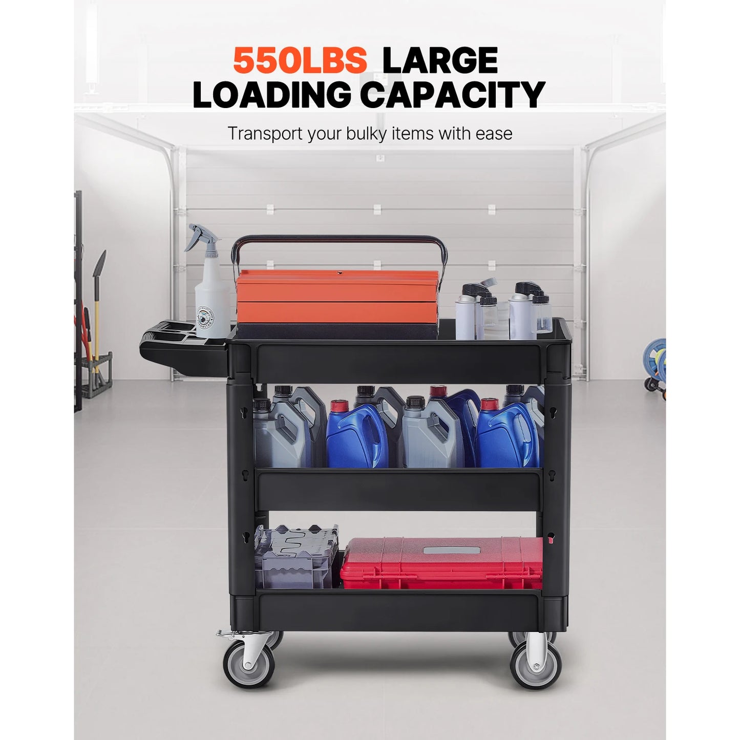 SucceBuy Utility Cart With Swivel Wheels For Warehouse Storage