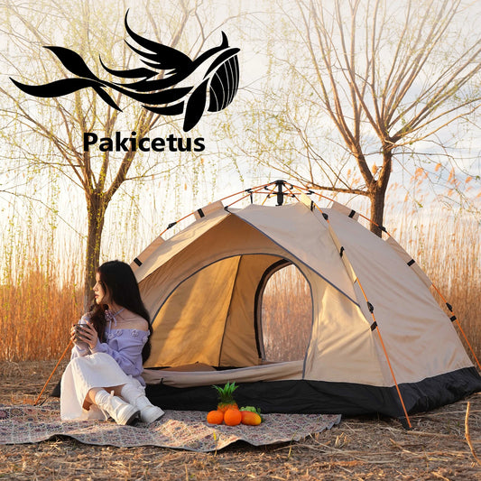 PAKICETUS 2-4 Person Automatic Pop Up Camping Tent, Instant Quick Setup Portable Windproof Tent, Lightweight Backpacking Shelter for Outdoor Travel Hiking Picnic