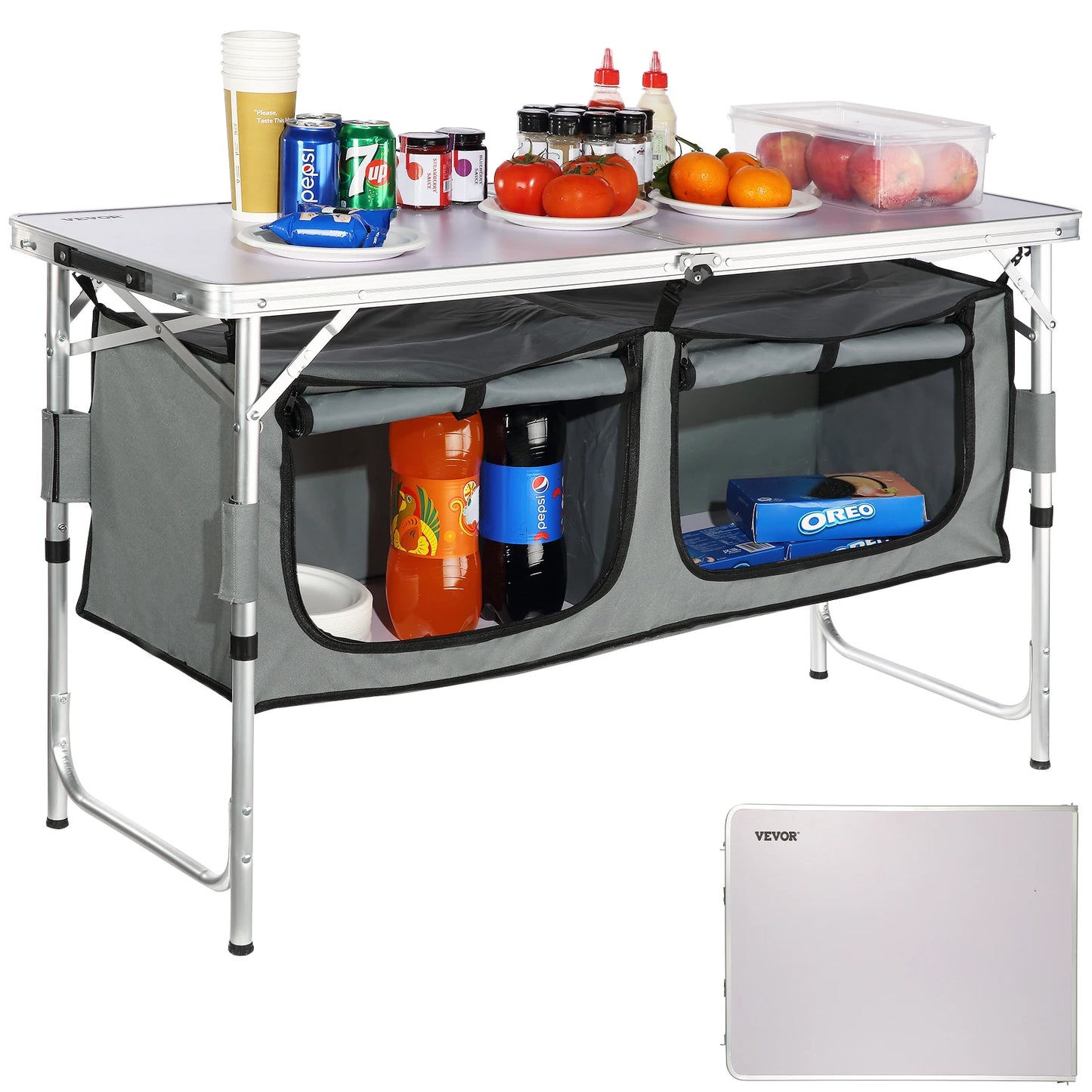 VEVOR Folding Camping Kitchen Table for Outdoor Picnic and BBQ