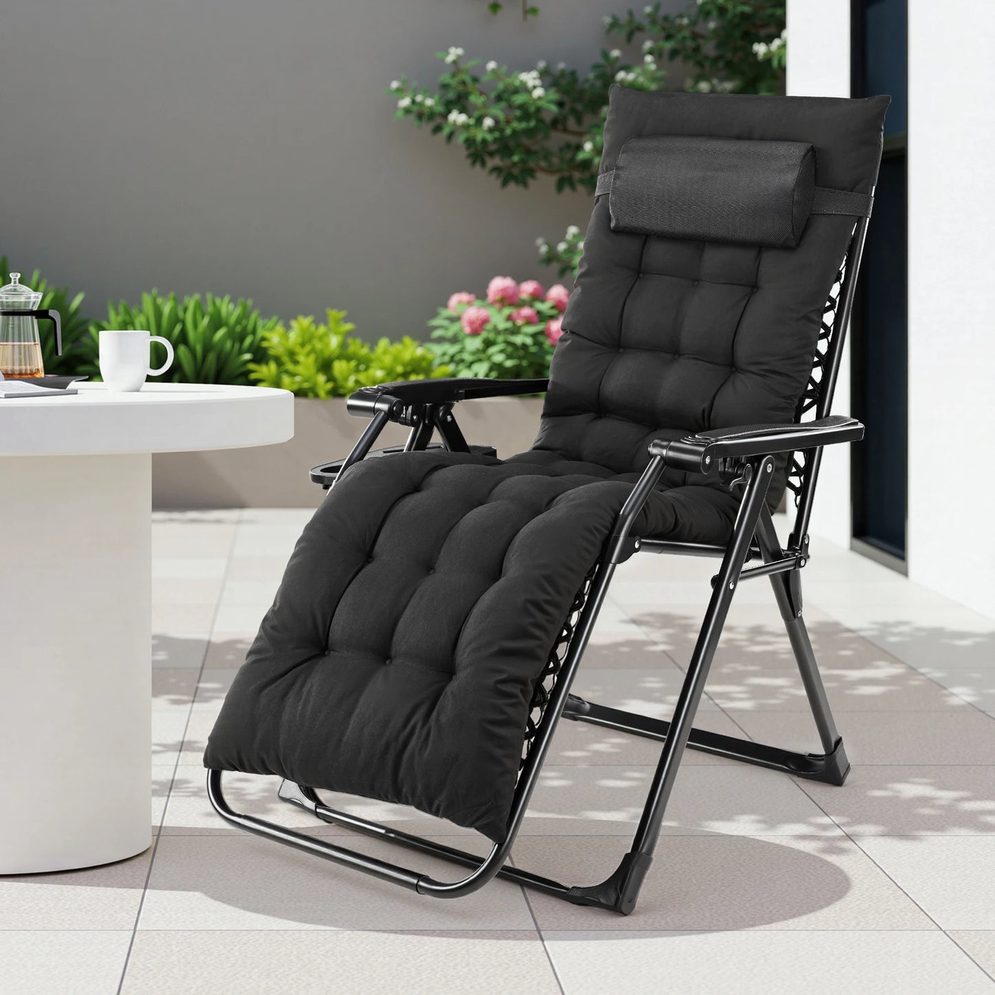 JHK Portable Zero Gravity Outdoor Recliner With Cup Holder