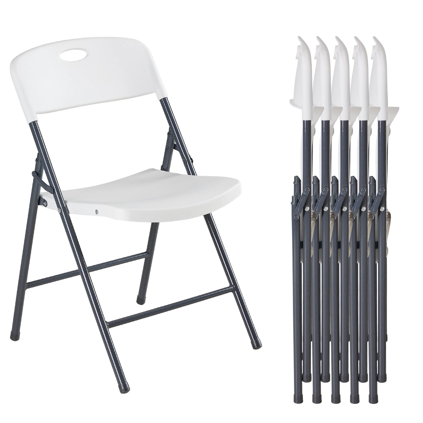 JHK Ergonomic Metal Frame Folding Dining Chairs For Home.