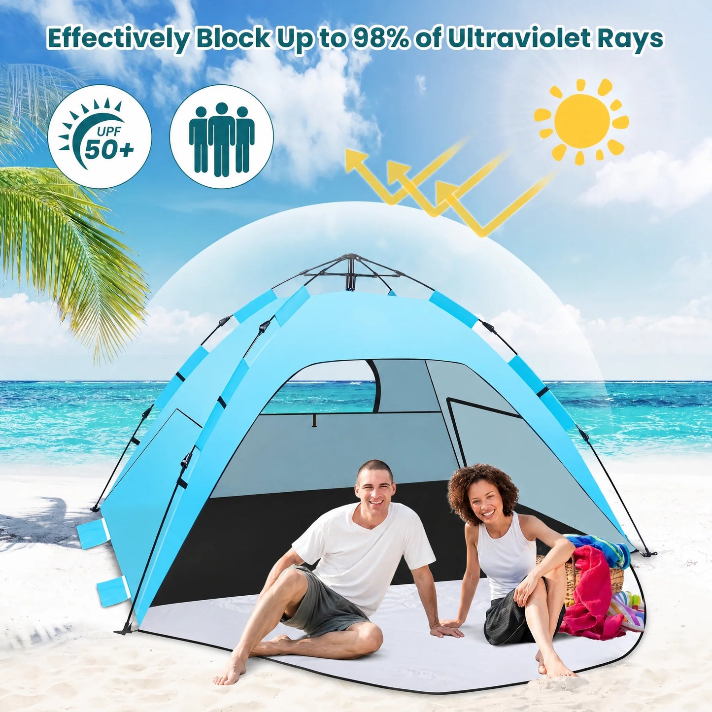 Automatic Pop Up Beach Tent With UPF 50 Protection