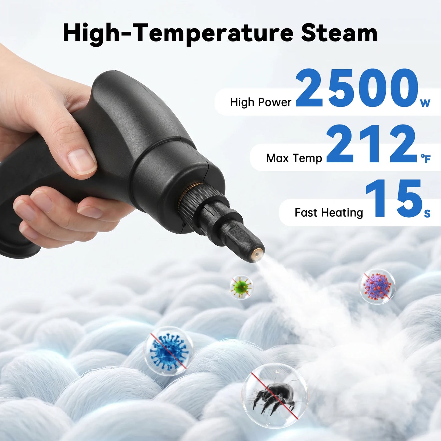 2500W Portable Handheld Steam Cleaner With Accessories US Plug
