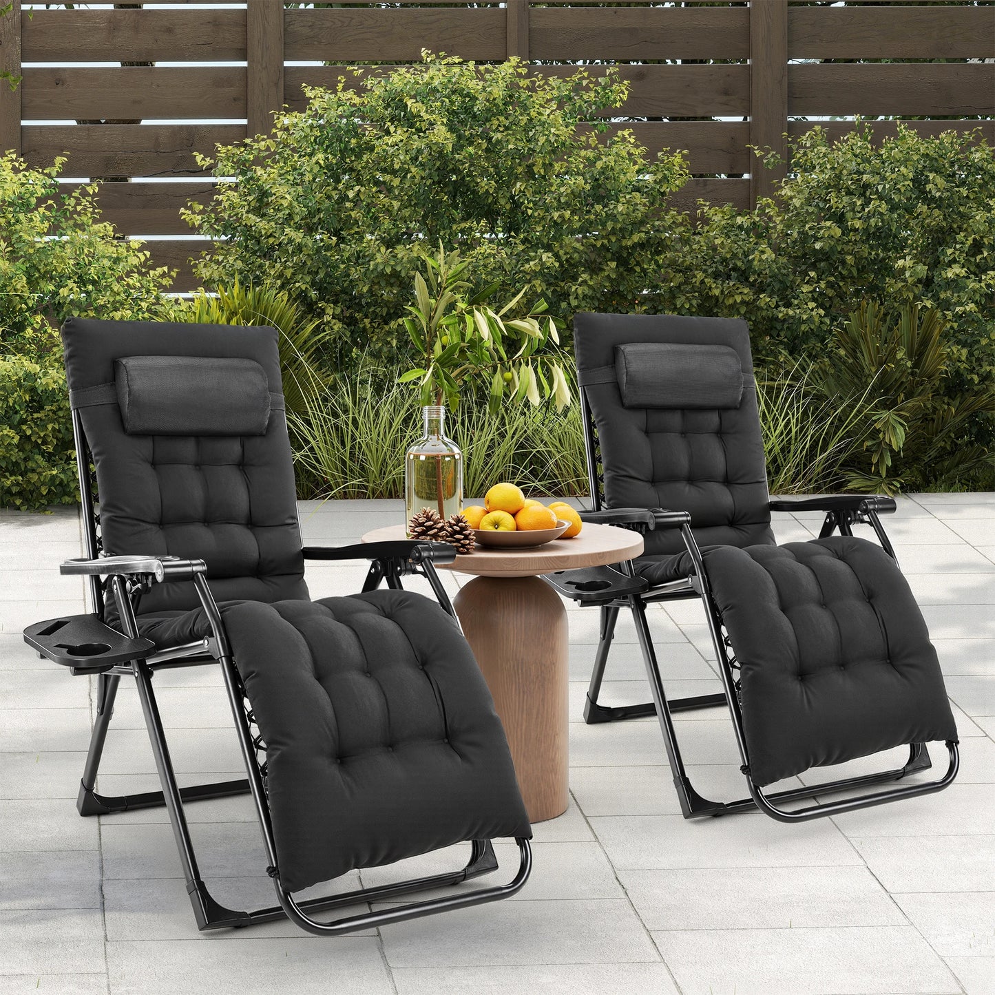 JHK Portable Zero Gravity Outdoor Recliner With Cup Holder