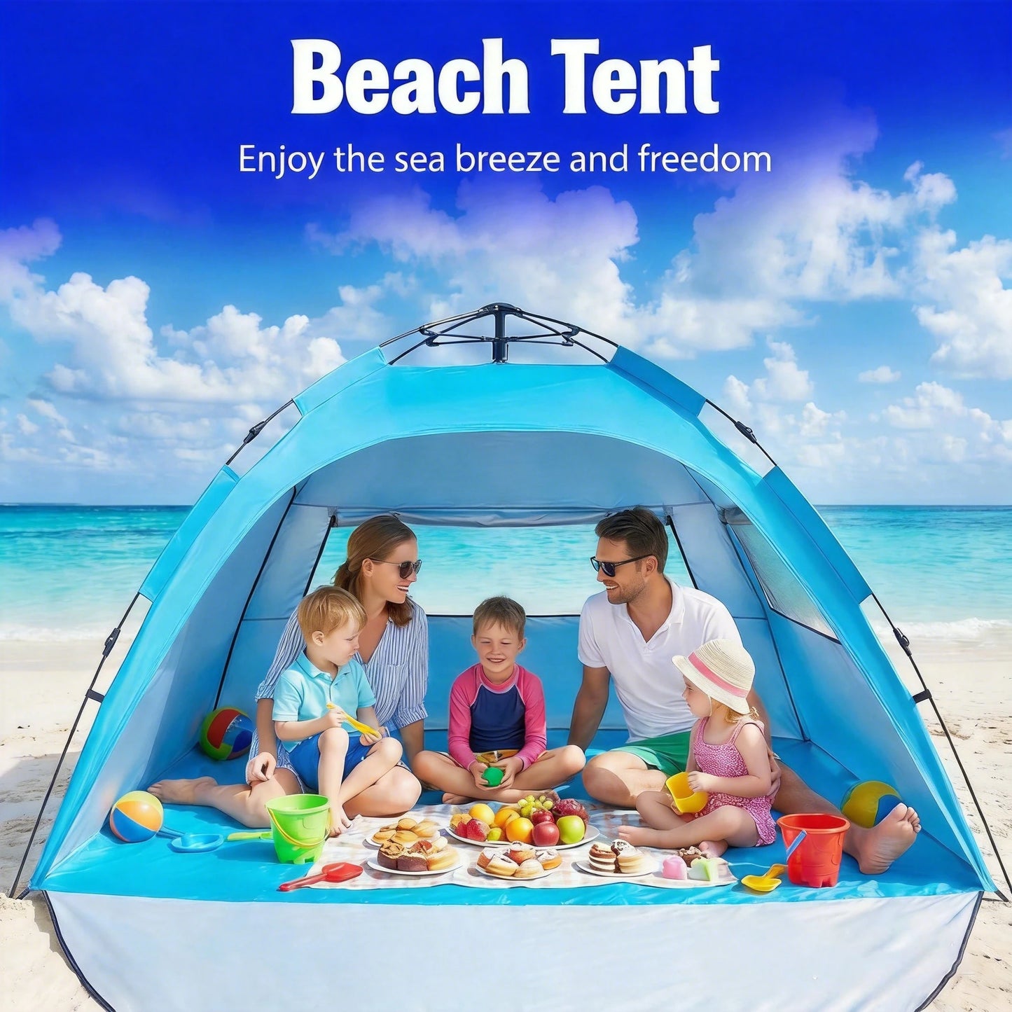 Automatic Pop Up Beach Tent With UPF 50 Protection