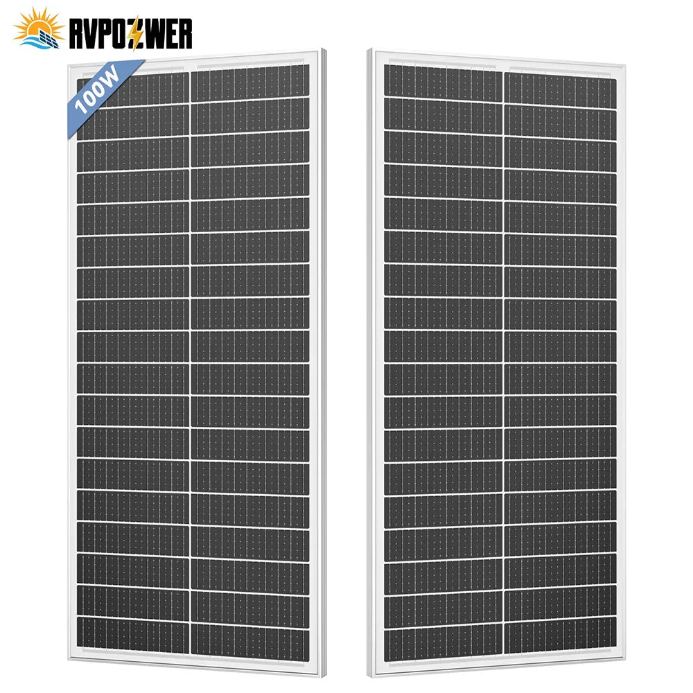 RVPOZWER 400W/200W/100W Rigid Solar Panels 18BB N-Type Mono Cells 25% High-Efficiency PV Power for Home Rooftop Camping Off Grid