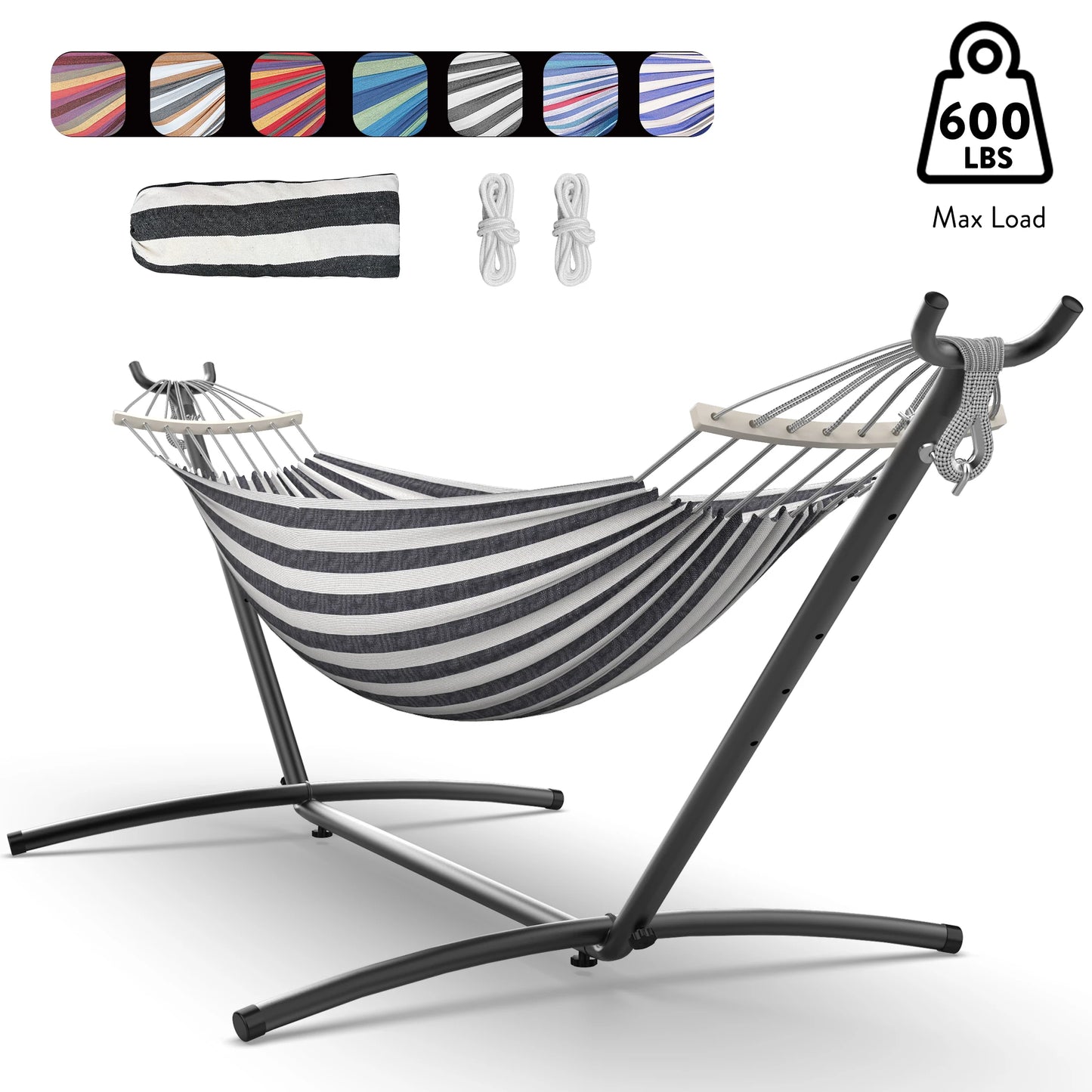 Gyroor Adjustable Stand Hammock - 600lb Capacity Stylish Hammock Bed with Storage Bag for Outdoor Relaxation
