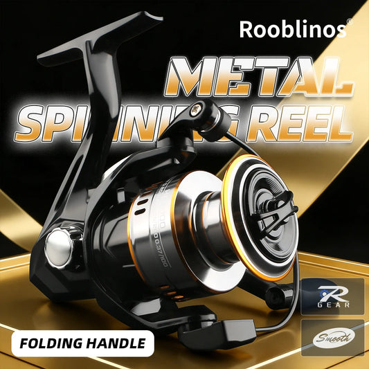 ROOBLINOS HE Ultra-Light Spinning Reel, 7 Ounces - 5+1 Sealed Ball Bearings, Maximum Drag 22 Pounds, Gear Ratio 5.2:1