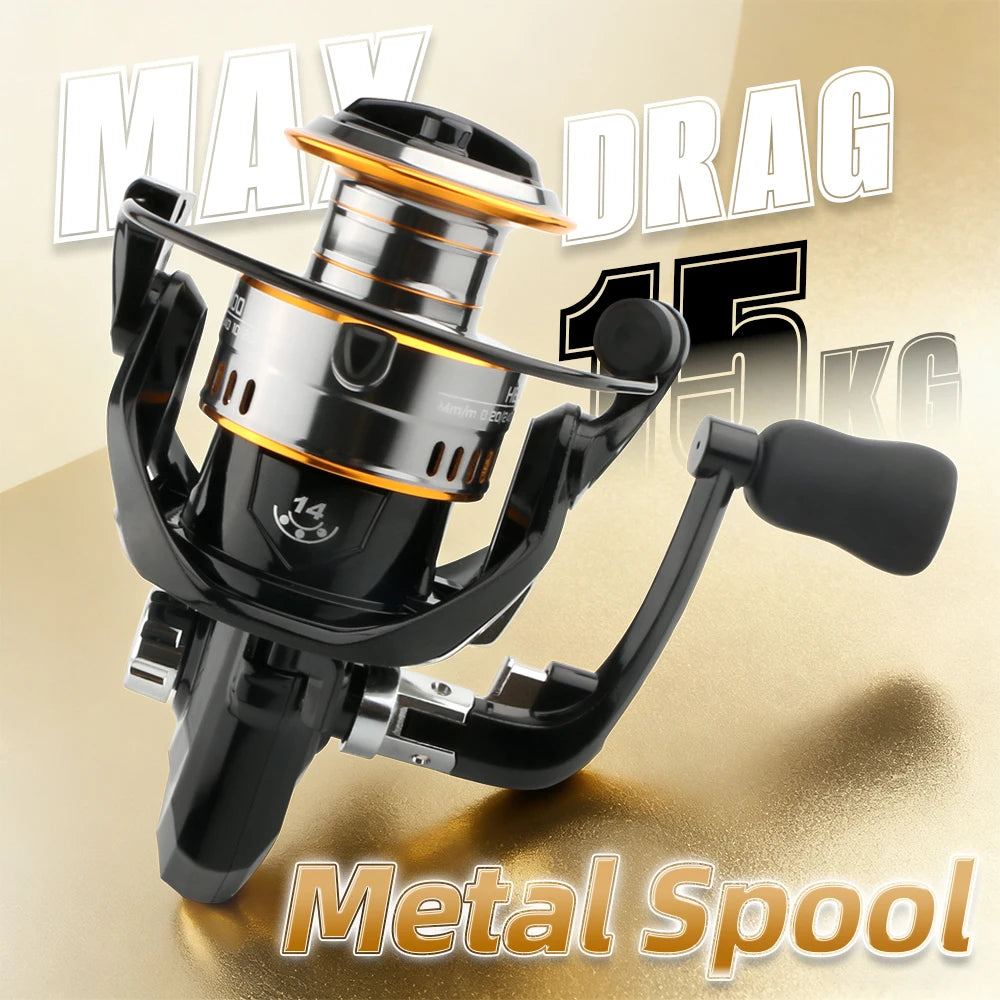 ROOBLINOS HE Ultra-Light Spinning Reel, 7 Ounces - 5+1 Sealed Ball Bearings, Maximum Drag 22 Pounds, Gear Ratio 5.2:1