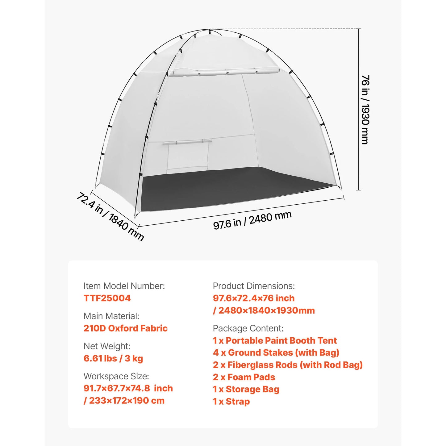 SucceBuy Portable Paint Booth Tent With Built In Floor