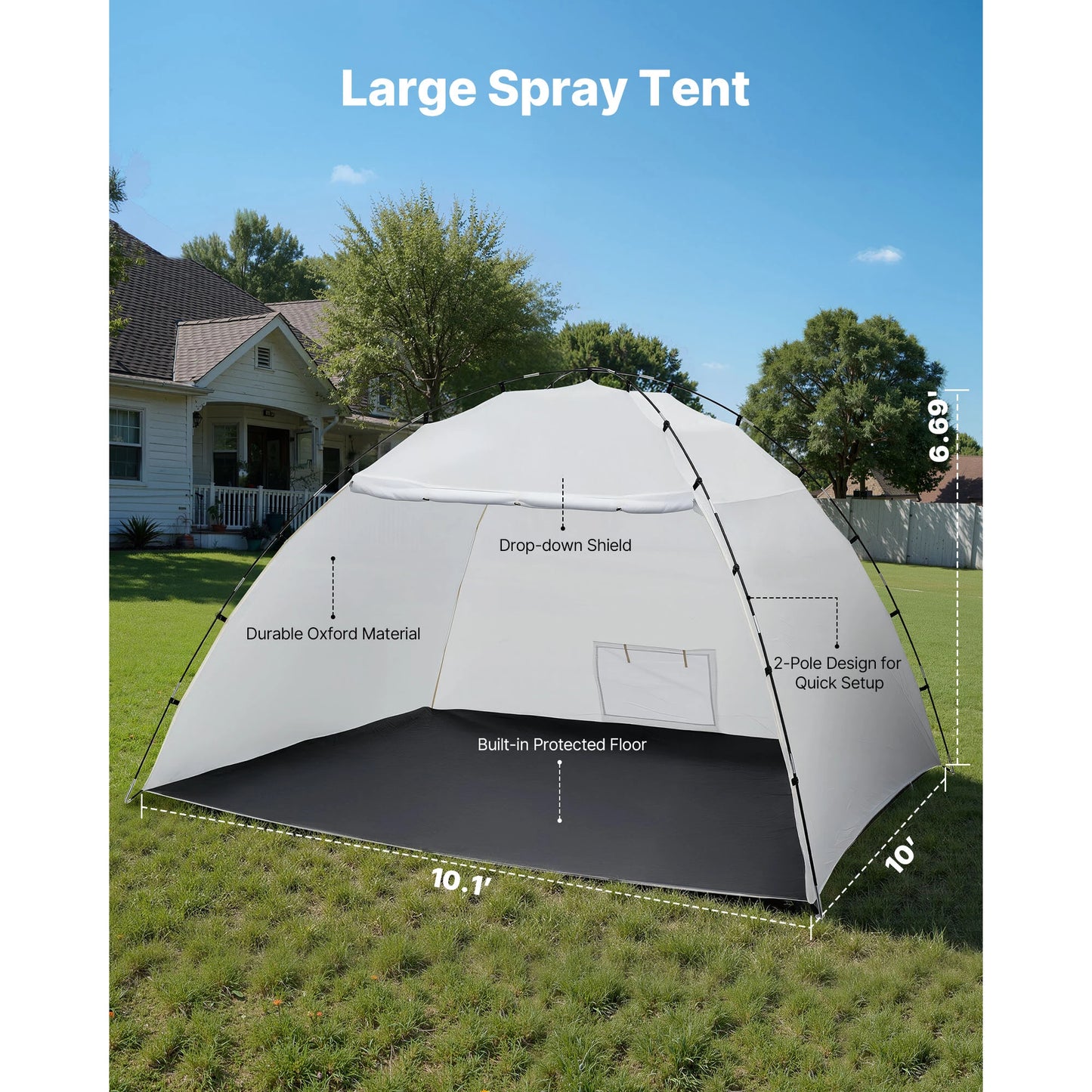 SucceBuy Portable Paint Booth Tent With Built In Floor