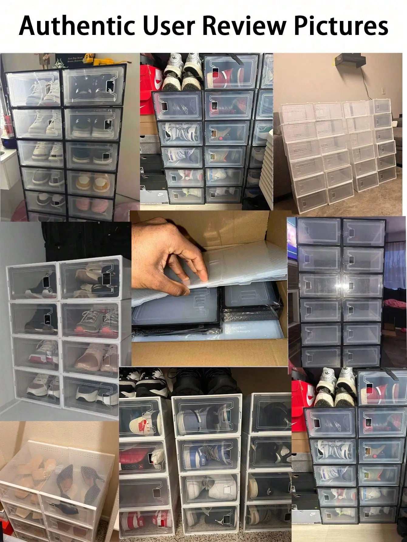 Stackable Plastic Shoe Storage Boxes With Secure Snap Lids