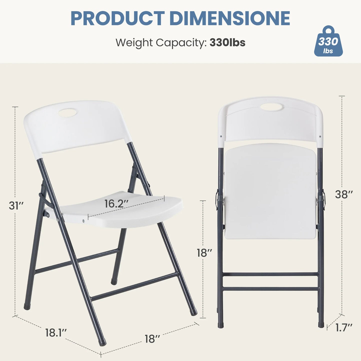 JHK Ergonomic Metal Frame Folding Dining Chairs For Home.