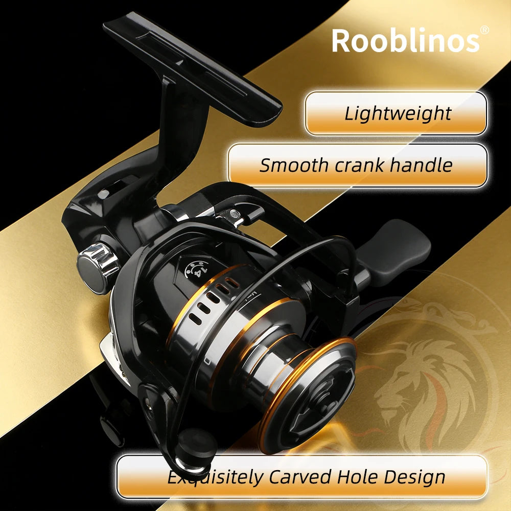 ROOBLINOS HE Ultra-Light Spinning Reel, 7 Ounces - 5+1 Sealed Ball Bearings, Maximum Drag 22 Pounds, Gear Ratio 5.2:1