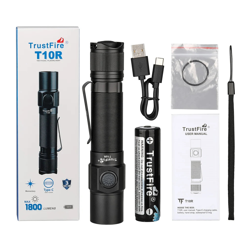 TrustFire T10R Tactical LED Flashlight 1800 Lumens Rechargeable