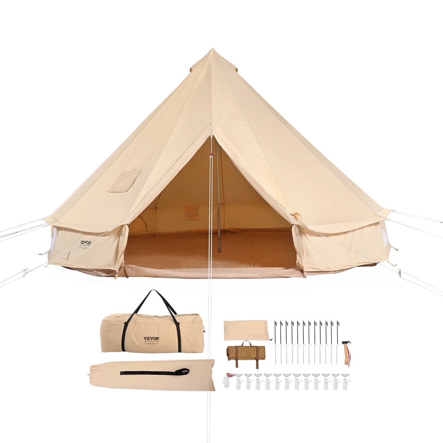 SucceBuy Canvas Bell Tent For Outdoor Camping With Breathable Fabric