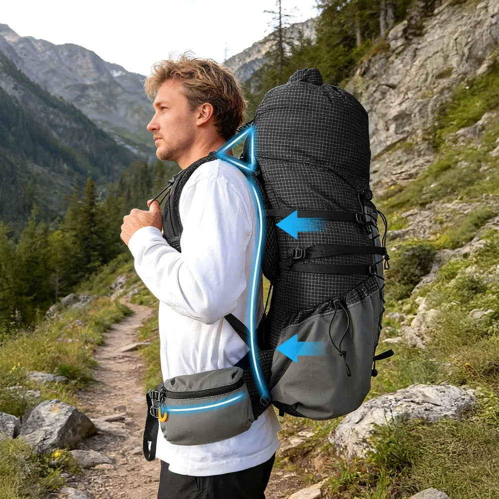 Night Cat Lightweight Internal Frame Hiking Backpack With Rain Cover