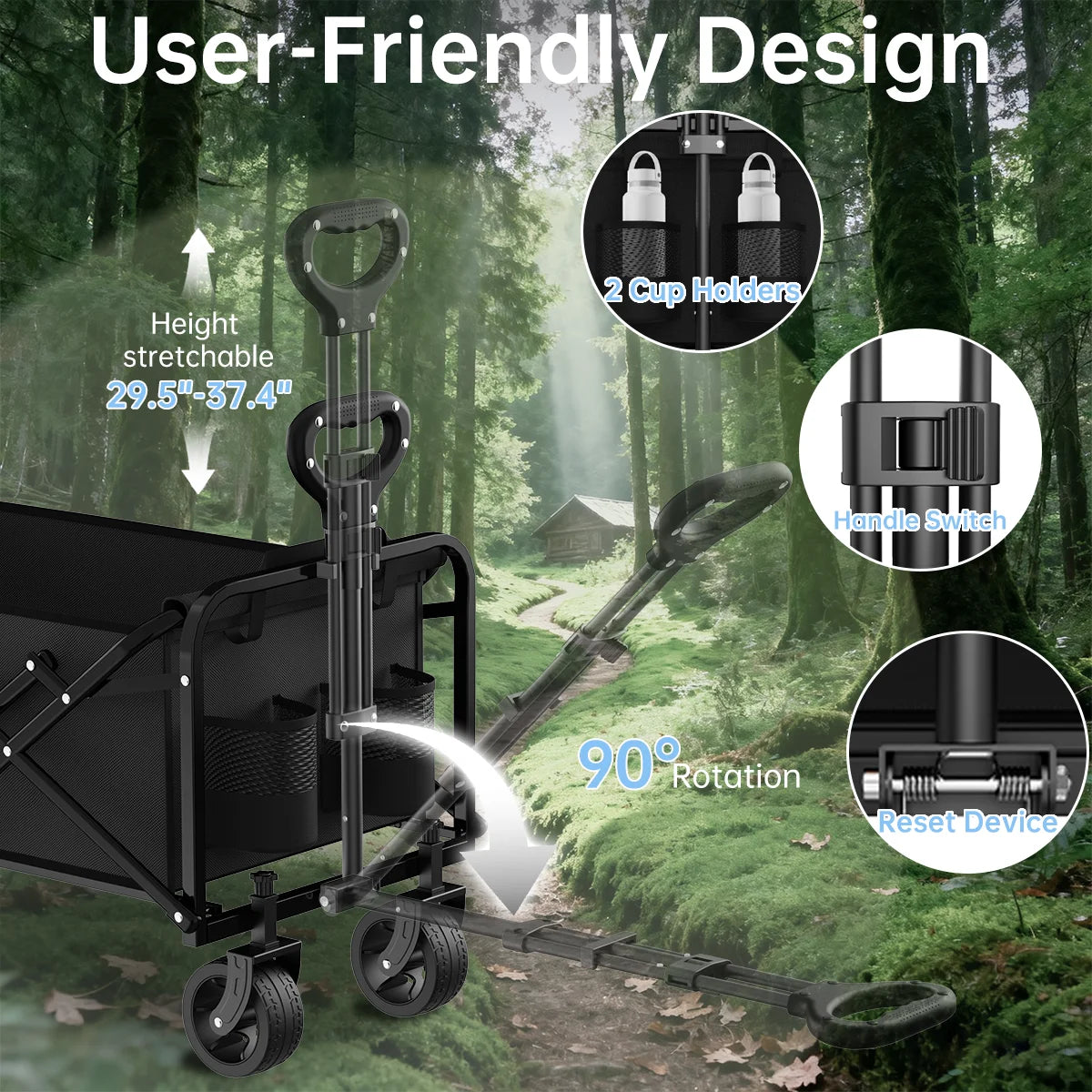 Oasoneer Heavy Duty All Terrain Folding Wagon With Large Wheels