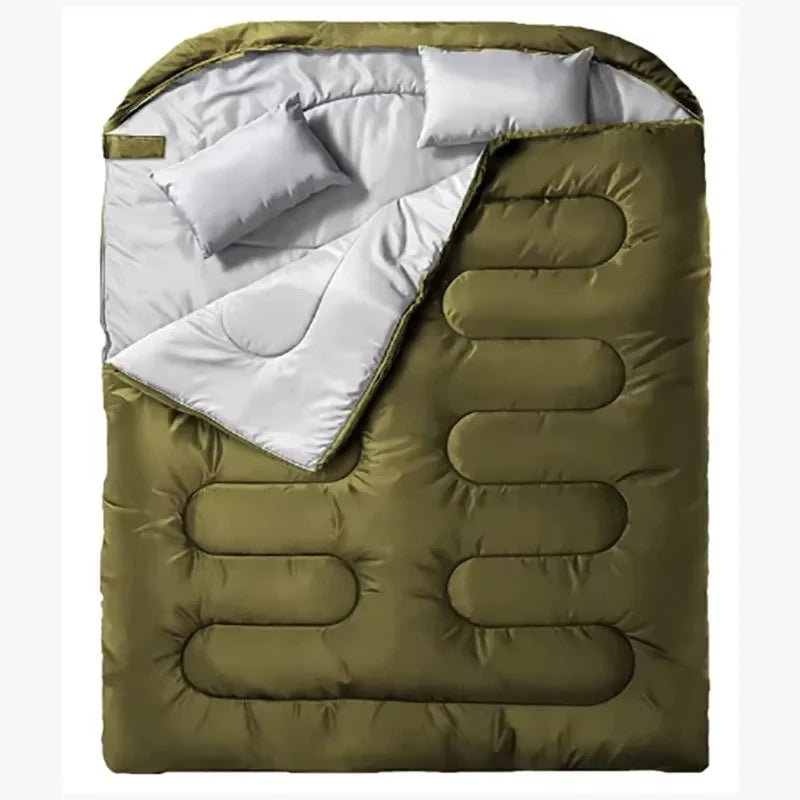 Double Camping Sleeping Bag Ultralight Waterproof 4 Season Warm Envelope Backpacking Sleeping Bags for Outdoor Traveling Hiking