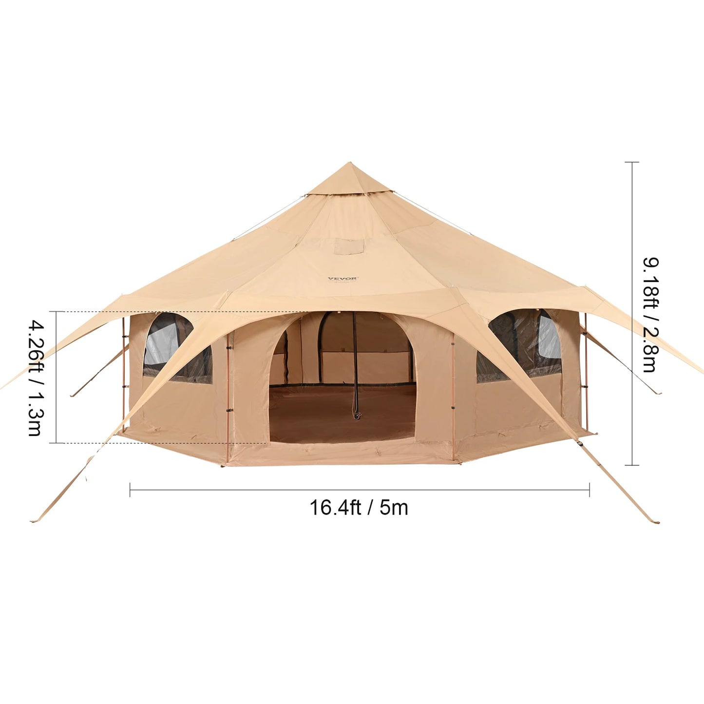 SucceBuy Canvas Bell Tent For Outdoor Camping With Breathable Fabric