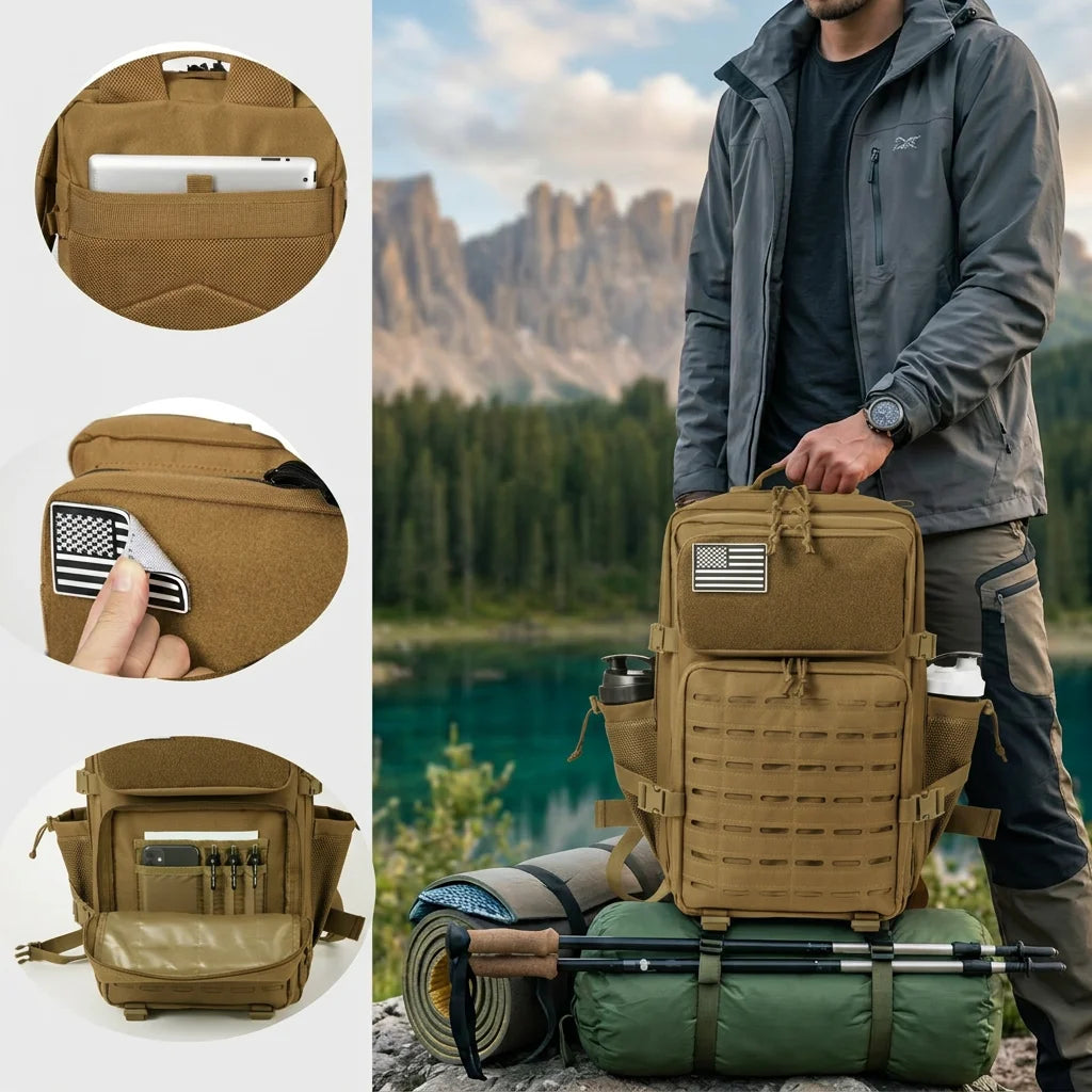 ReFire Gear Tactical Backpack Molle Webbing Large Capacity Hiking Rucksack
