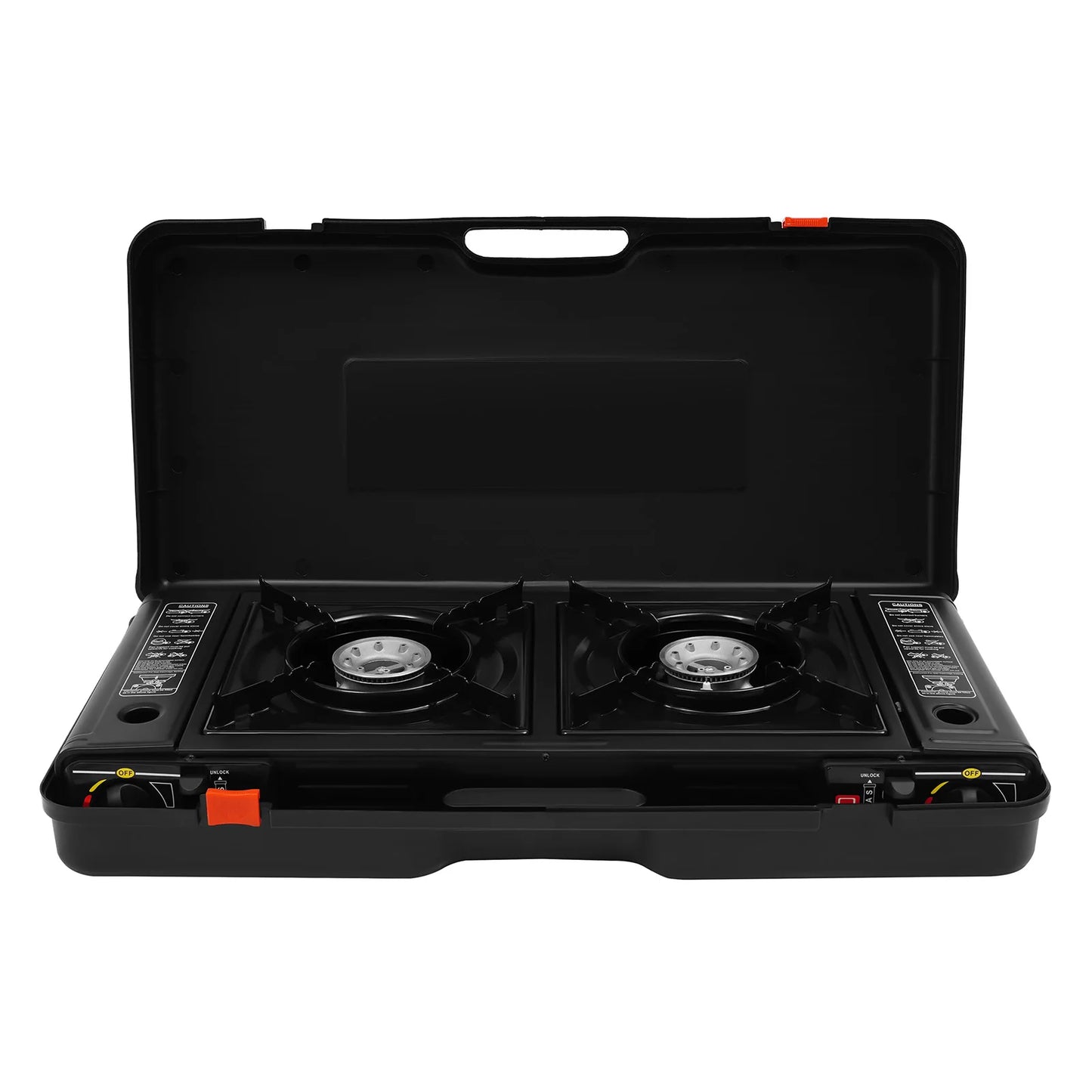 2500W Portable Camping Stove 2 Burners Camping Stove with Baking Tray & Portable Case Use Butane or LPG Home Application Outdoor