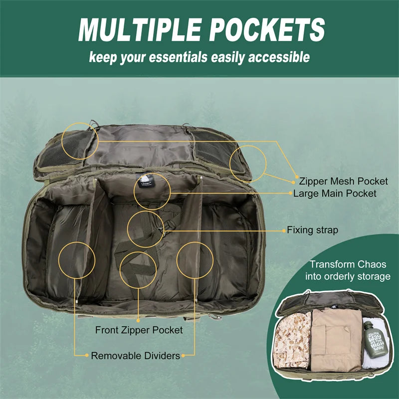 Lqarmy Tactical Backpack And Travel Duffel Bag For Outdoor Use