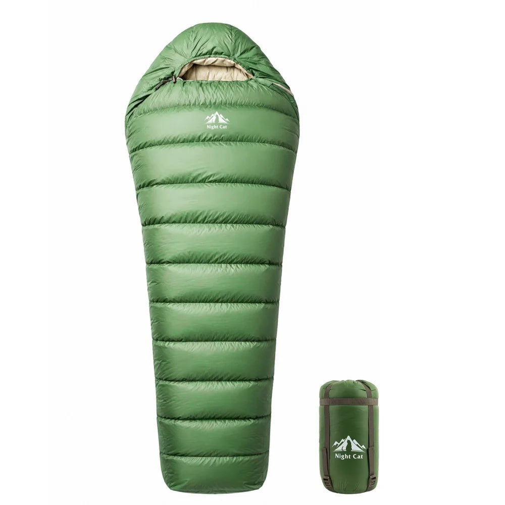 Night Cat Down Sleeping Bag: 600 Fill Power Duck Down 32-59 ℉ Backpacking Mummy Sleeping Bags Ultralight for Adults Outdoor Camping Hiking