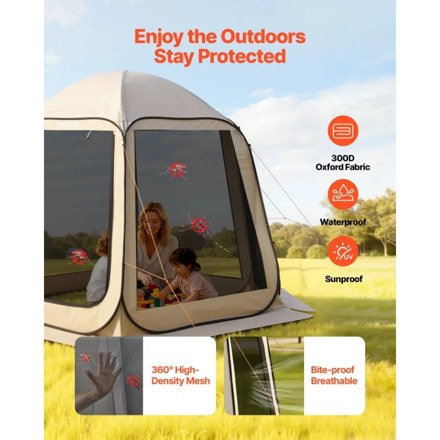 Pop Up Screen House Tent With Netting Sides Carry Bag