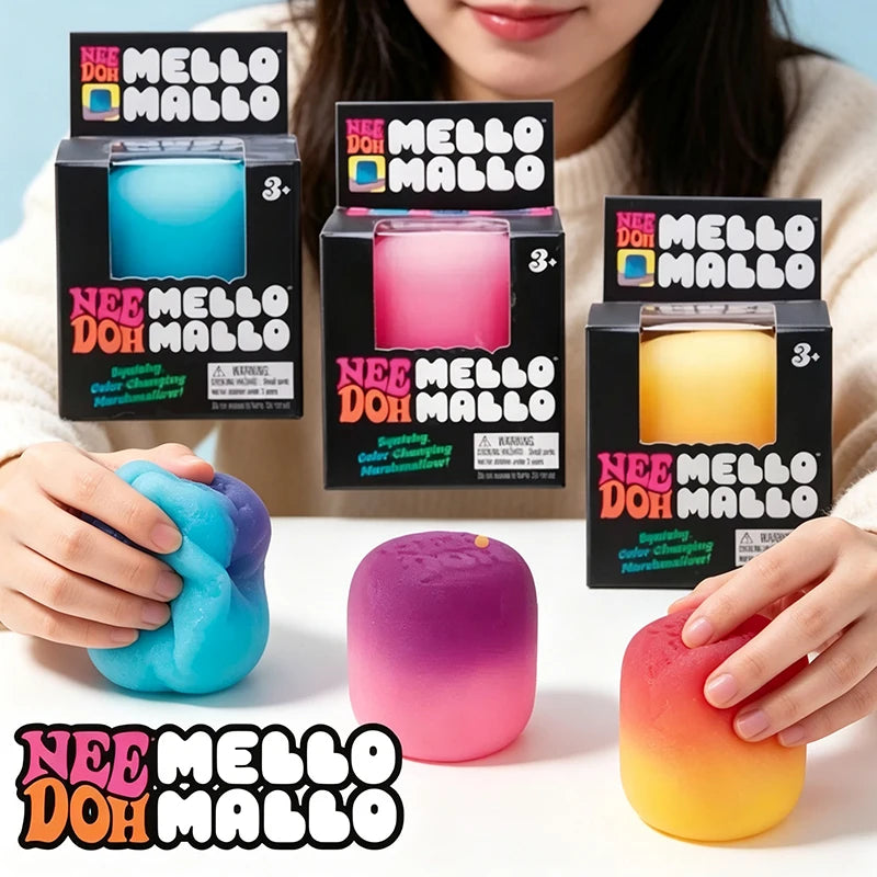 1-3PCS Color Changing Mallo Squishy Toy Soft Marshmallow Squeeze Fidget Ball Stress Relief Toy Adults Kids Sensory Play Favors